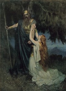 Brunnhilde knelte ved føttene hans